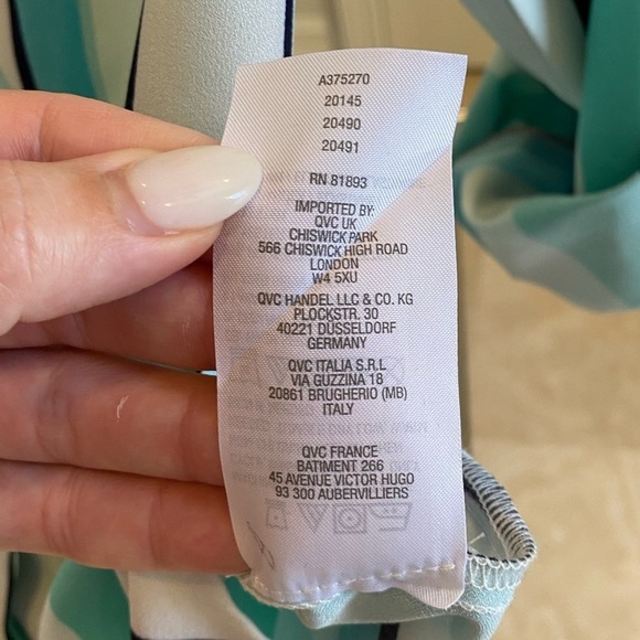 Blue Aqua White Striped button up collared shirt size XXS Denim and Company - Picture 11 of 11